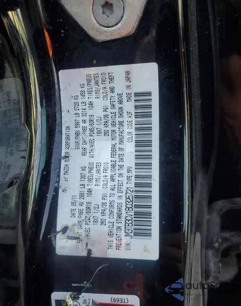 2011 Mazda Cx-9 from USA, damaged, VIN JM3TB3CV1B0325721